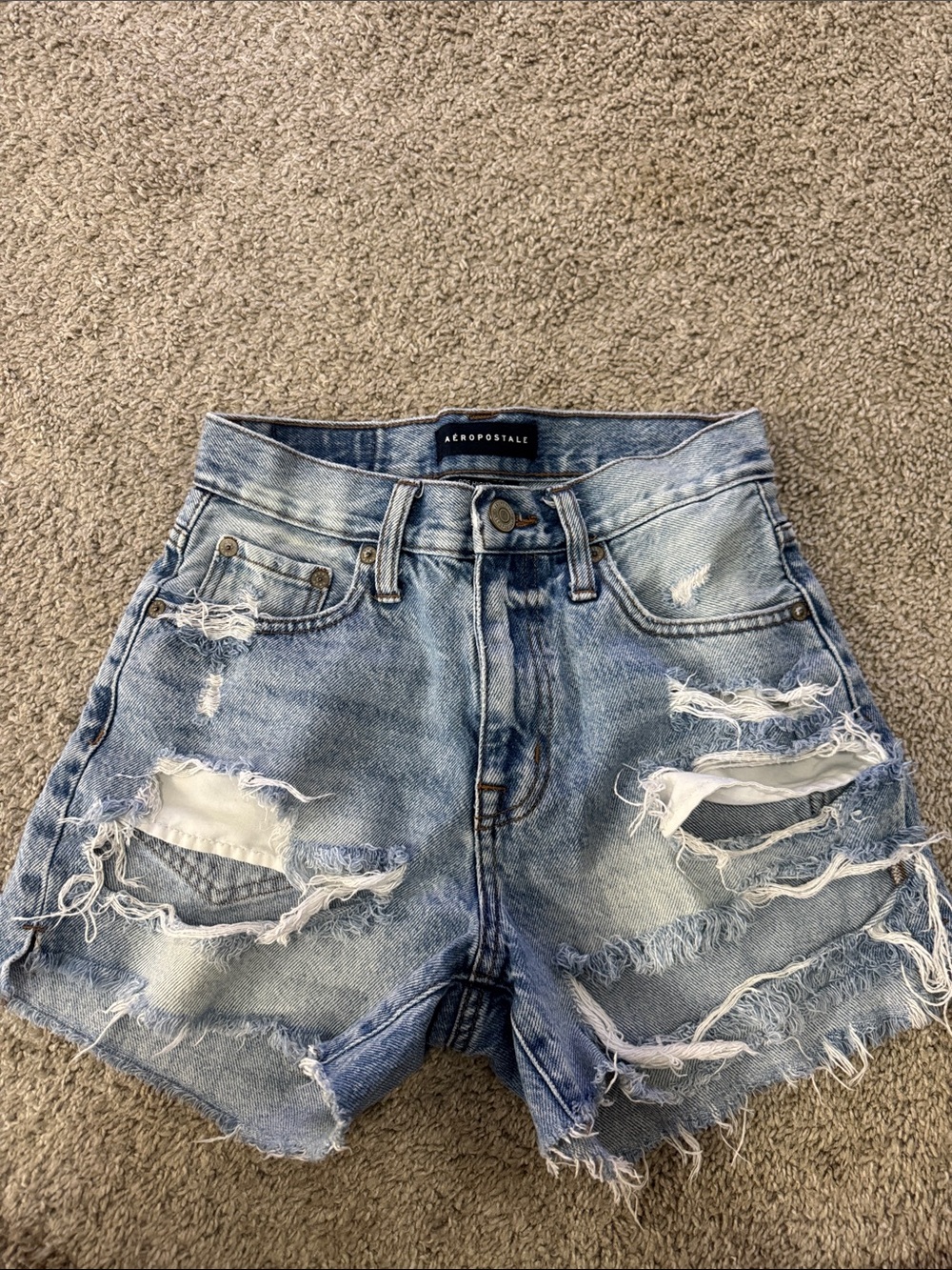 Aeropostale Light Blue Distressed Denim Jean Shorts